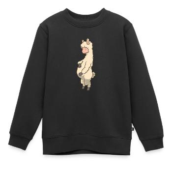 Lama avec ventre de bébé - Enceinte - Sweat Premium enfant bio - noir - Devant - AI Model Kid Female (0cm)