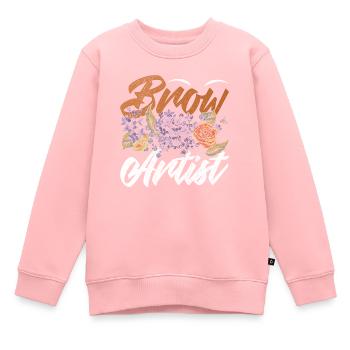 Maquillage Artiste Cadeau Beauté Sourcils Artiste - Sweat Premium enfant bio - rose - Devant - AI Model Kid Female (0cm)