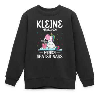 Einhorn Kleine Menschen werden später nass - Kinder Premium Organic Sweatshirt - Schwarz - Vorne - AI Model Kid Female (0cm)