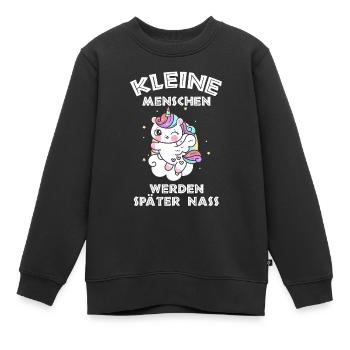 Einhorn Kleine Menschen werden später nass - Kinder Premium Organic Sweatshirt - Schwarz - Vorne - AI Model Kid Female (0cm)
