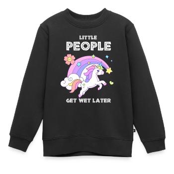 Einhorn Kleine Menschen werden später nass - Kinder Premium Organic Sweatshirt - Schwarz - Vorne - AI Model Kid Female (0cm)