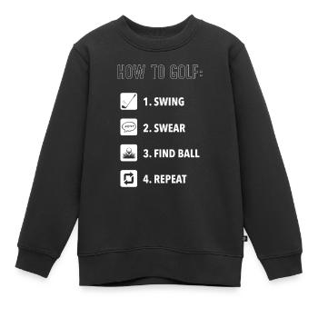 Comment jouer au golf, balle de golf - Sweat Premium enfant bio - noir - Devant - AI Model Kid Female (0cm)