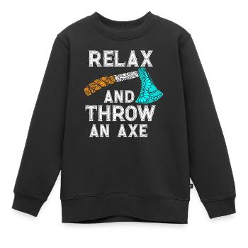 Bijl gooien, gooi een bijl - Kinder Premium sweater biologisch - zwart - Voor - AI Model Kid Female (0cm)