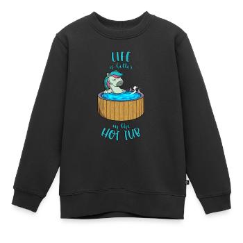 Einhorn im Pool - Life is better in the Hot Tub - Kinder Premium Organic Sweatshirt - Schwarz - Vorne - AI Model Kid Female (0cm)