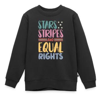 Sterne Streifen Und Gleichberechtigung - Kinder Premium Organic Sweatshirt - Schwarz - Vorne - AI Model Kid Female (0cm)