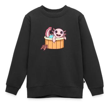 Axolotl im Hot Tub - Kinder Premium Organic Sweatshirt - Schwarz - Vorne - AI Model Kid Female (0cm)