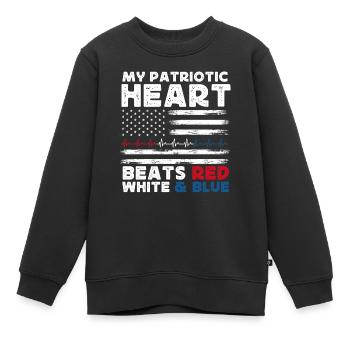 Citations patriotiques américaines, patriotes, patriotes - Sweat Premium enfant bio - noir - Devant - AI Model Kid Female (0cm)