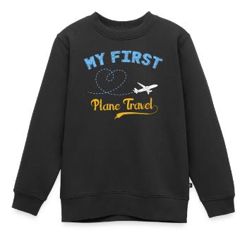 Premier avion, avion - Sweat Premium enfant bio - noir - Devant - AI Model Kid Female (0cm)
