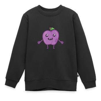 Kawaii Comic Prune - Sweat Premium enfant bio - noir - Devant - AI Model Kid Female (0cm)