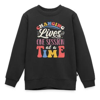 Thérapeute ABA, thérapie ABA, thérapeute, SPEd - Sweat Premium enfant bio - noir - Devant - AI Model Kid Female (0cm)