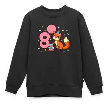Mit Fuchs - Mädchen Geburtstag 8 Jahre - Kinder Premium Organic Sweatshirt - Schwarz - Vorne - AI Model Kid Female (0cm)