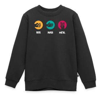 Metal -Musik, Rockpapiermetallmusik - Kinder Premium Organic Sweatshirt - Schwarz - Vorne - AI Model Kid Female (0cm)