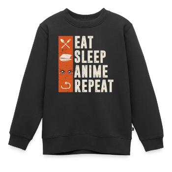 Répétition de l’anime du sommeil - Sweat Premium enfant bio - noir - Devant - AI Model Kid Female (0cm)