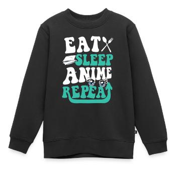 Répétition de l’anime du sommeil - Sweat Premium enfant bio - noir - Devant - AI Model Kid Female (0cm)