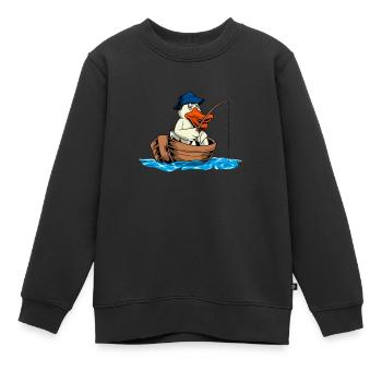 Pelikan beim Angeln - Angler - Kinder Premium Organic Sweatshirt - Schwarz - Vorne - AI Model Kid Female (0cm)