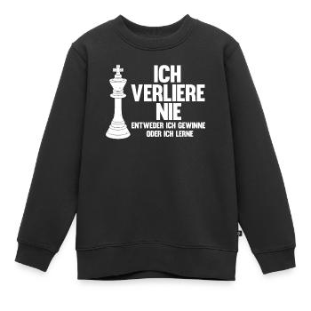 Schachspieler, Ich Verliere Nie, Schach - Kinder Premium Organic Sweatshirt - Schwarz - Vorne - AI Model Kid Female (0cm)