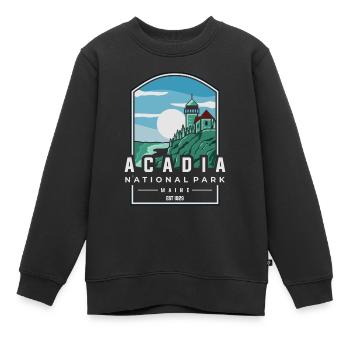 Parc national Acadia - Sweat Premium enfant bio - noir - Devant - AI Model Kid Female (0cm)
