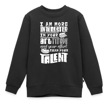 Art teacher, interested in artitude effort - Kids Premium Organic Sweatshirt - black - Front - AI Model Kid Female (0cm)
