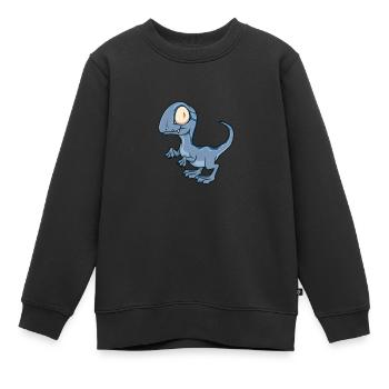 Kawaii Velociraptor - Sweat Premium enfant bio - noir - Devant - AI Model Kid Female (0cm)