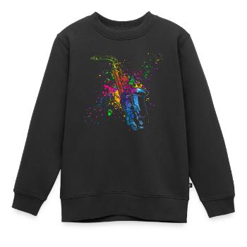 Saxofon, SAXofonist - Kinder Premium Organic Sweatshirt - Schwarz - Vorne - AI Model Kid Female (0cm)