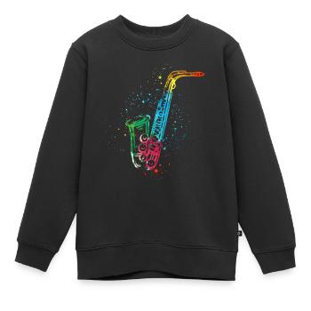 Saxofon, SAXofonist - Kinder Premium Organic Sweatshirt - Schwarz - Vorne - AI Model Kid Female (0cm)