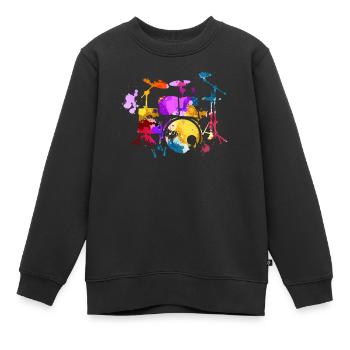Schlagzeug, Schlagzeuger - Kinder Premium Organic Sweatshirt - Schwarz - Vorne - AI Model Kid Female (0cm)