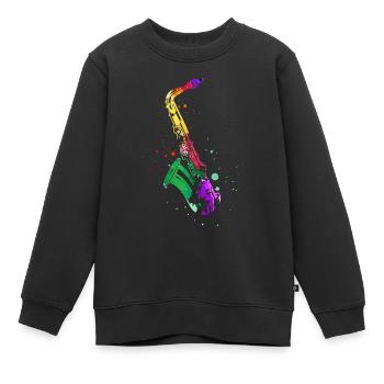 Saxofon, SAXofonist - Kinder Premium Organic Sweatshirt - Schwarz - Vorne - AI Model Kid Female (0cm)