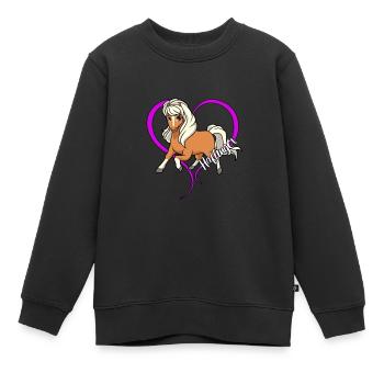 Amoureux des chevaux - Haflinger - Sweat Premium enfant bio - noir - Devant - AI Model Kid Female (0cm)