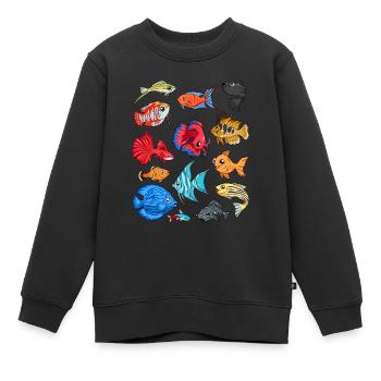 Verschiedene Zierfische - Aquaristik - Kinder Premium Organic Sweatshirt - Schwarz - Vorne - AI Model Kid Female (0cm)