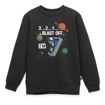 Blast Off Ich Bin 7 Jahre Alt, 7. Geburtstag - Kinder Premium Organic Sweatshirt - Schwarz - Vorne - AI Model Kid Female (0cm)