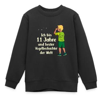 Ich bin 11 - Jungen Vogelbeobachtung - Kinder Premium Organic Sweatshirt - Schwarz - Vorne - AI Model Kid Female (0cm)