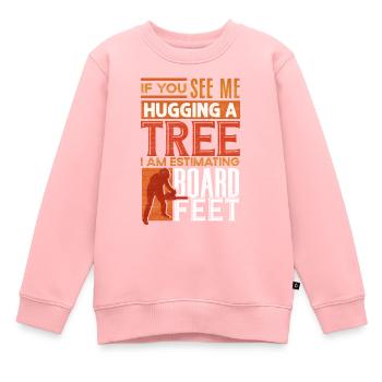 Baumumarmung, Holzbearbeitung, Holzarbeiter - Kinder Premium Organic Sweatshirt - Rosa - Vorne - AI Model Kid Female (0cm)