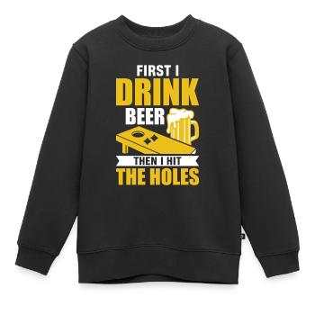 Joueurs de Cornhole - Sweat Premium enfant bio - noir - Devant - AI Model Kid Female (0cm)