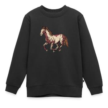 Zeichnung eines Paint Horse - Kinder Premium Organic Sweatshirt - Schwarz - Vorne - AI Model Kid Female (0cm)