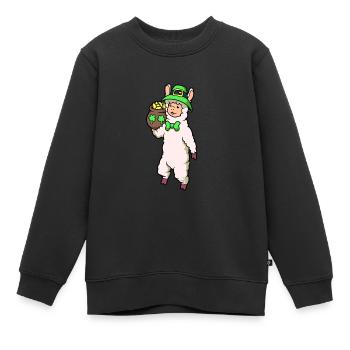Lama Leprechaun: le lama de St Patrick - Sweat Premium enfant bio - noir - Devant - AI Model Kid Female (0cm)