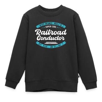 Ventilateur de chemin de fer, locomotive, conducteur de chemin de fer - Sweat Premium enfant bio - noir - Devant - AI Model Kid Female (0cm)
