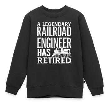Chemin de fer, locomotive - Sweat Premium enfant bio - noir - Devant - AI Model Kid Female (0cm)