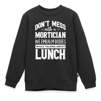Gardiens de cadavres, pompes funèbres, salons funéraires - Sweat Premium enfant bio - noir - Devant - AI Model Kid Female (0cm)