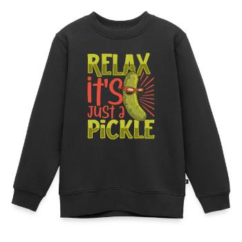 Relax it's just a pickle - Gurke - Kinder Premium Organic Sweatshirt - Schwarz - Vorne - AI Model Kid Female (0cm)