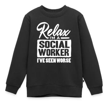 Travailleur social - Sweat Premium enfant bio - noir - Devant - AI Model Kid Female (0cm)
