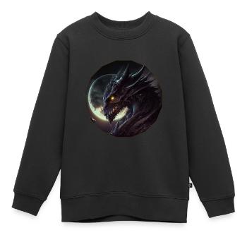 Regard sombre du dragon - Sweat Premium enfant bio - noir - Devant - AI Model Kid Female (0cm)