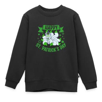 St Patricks Kitsune - Happy St Patricks Day - Kinder Premium Organic Sweatshirt - Schwarz - Vorne - AI Model Kid Female (0cm)
