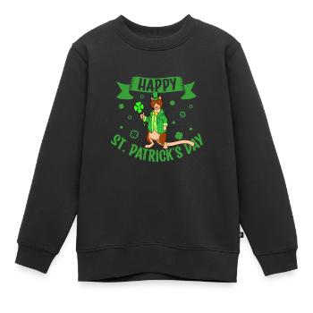 St Patricks Baumkänguru - Happy St Patricks Day - Kinder Premium Organic Sweatshirt - Schwarz - Vorne - AI Model Kid Female (0cm)