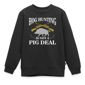Chasse au cochon, chasseurs de sangliers - Sweat Premium enfant bio - noir - Devant - AI Model Kid Female (0cm)