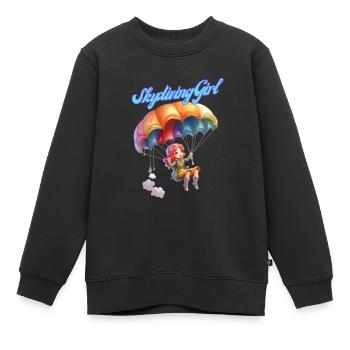 Fille parachutiste - Sweat Premium enfant bio - noir - Devant - AI Model Kid Female (0cm)