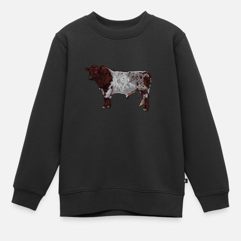 Dessin d’une vache Shorthorn - Sweat Premium enfant bio - noir