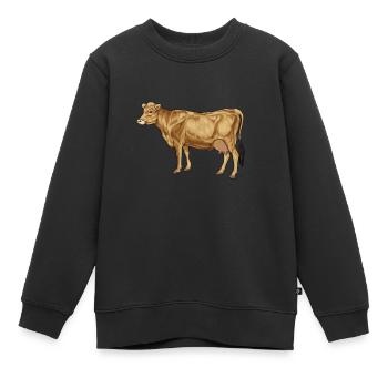 Zeichnung eines Jersey Rind - Kinder Premium Organic Sweatshirt - Schwarz - Vorne - AI Model Kid Female (0cm)