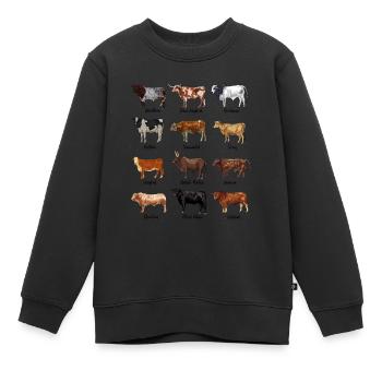 Dessins de vaches - races bovines - Sweat Premium enfant bio - noir - Devant - AI Model Kid Female (0cm)