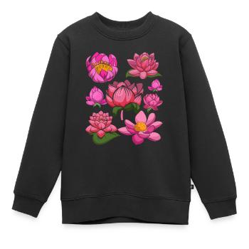 Jardin botanique Fleurs Lotus Cadeau Botanique - Sweat Premium enfant bio - noir - Devant - AI Model Kid Female (0cm)