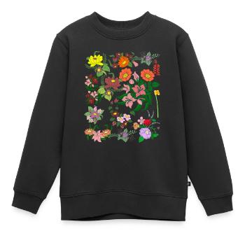 Jardin botanique Fleurs sauvages Cadeau Botanique - Sweat Premium enfant bio - noir - Devant - AI Model Kid Female (0cm)